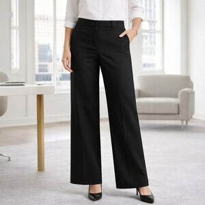 LOFT Black Wide Leg Dress Pants Tailored Workwear Career Trousers Size 6